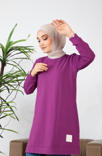 İki İplik Sweatshirt 9090-03 Mürdüm