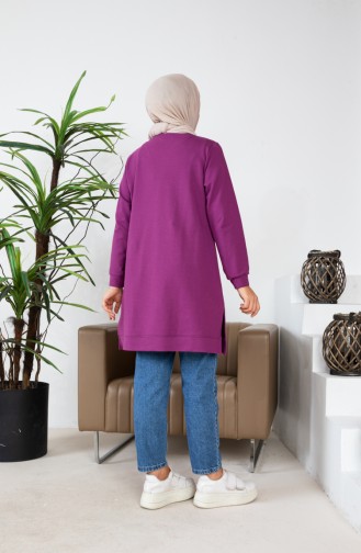 İki İplik Sweatshirt 9090-03 Mürdüm