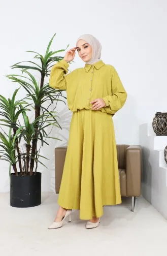 Buttoned Two Piece Suit  0196-03 Mustard 0196-03