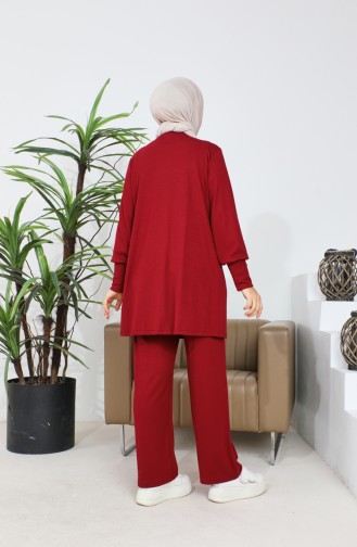 Ensemble Deux Fils Tunique Pantalon Pierre à Deux Fils 20024-01 Rouge Claret 20024-01