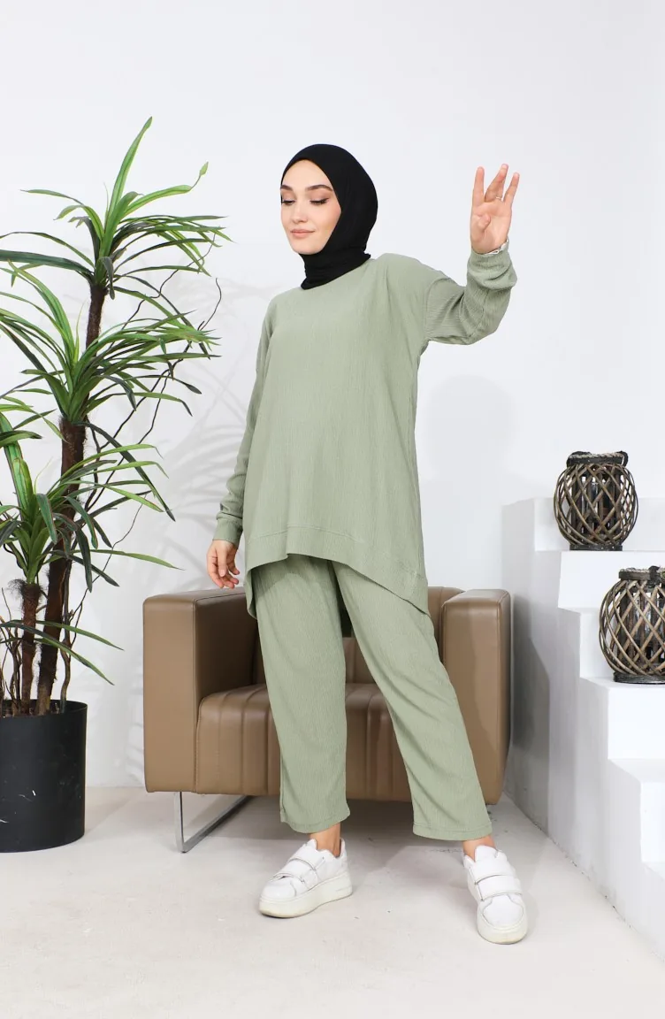 Crepe Fabric Two Piece Suit 20036-01 Khaki 20036-01