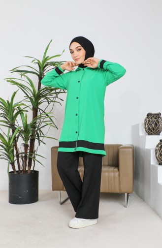 Aerobin-stof Tuniekblouse Met Capuchon Dubbel Pak 9115-02 Groen 9115-02