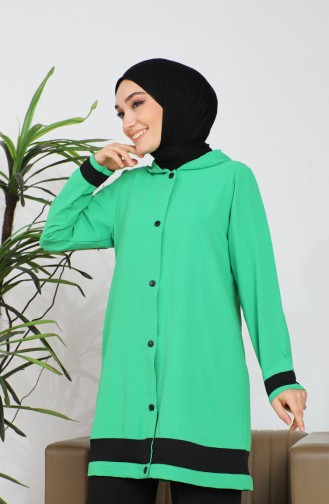 Ensemble Deux Pièces Blouse Tunique à Capuche En Tissu 9115-02 Vert 9115-02