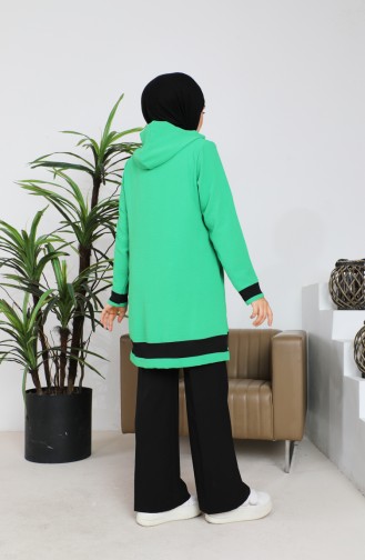 Ensemble Deux Pièces Blouse Tunique à Capuche En Tissu 9115-02 Vert 9115-02