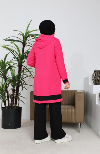 Tuniekblouse Met Capuchon Van Aerobin-stof Dubbele Set 9115-03 Fuchsia 9115-03