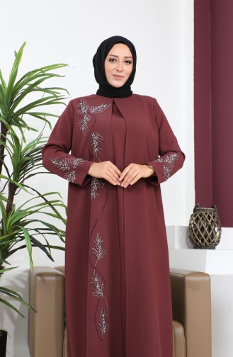 Robe De Soirée Pierre Imprimée Grande Taille 6125-04 Carreau Foncé 6125-04