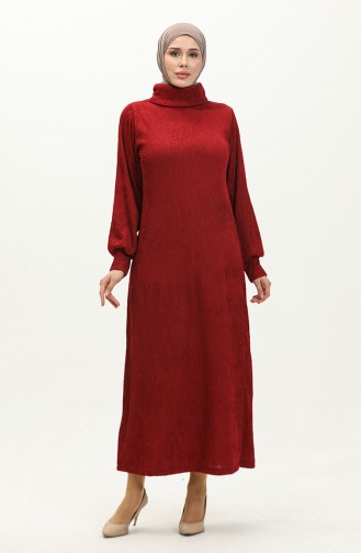 Plain Turtleneck Dress 0196-02 Claret Red 0196-02