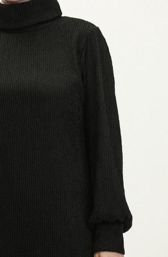 Plain Turtleneck Dress 0196-03 Black 0196-03