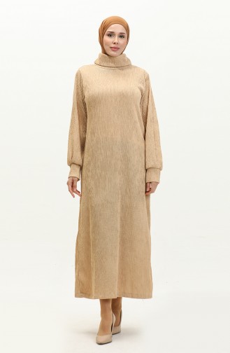 Plain Turtleneck Dress 0196-04 Beige 0196-04