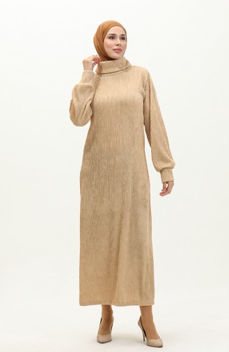 Plain Turtleneck Dress 0196-04 Beige 0196-04