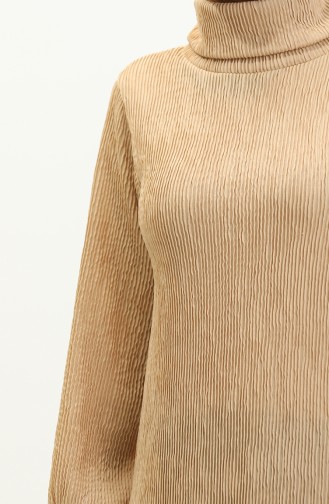 Plain Turtleneck Dress 0196-04 Beige 0196-04