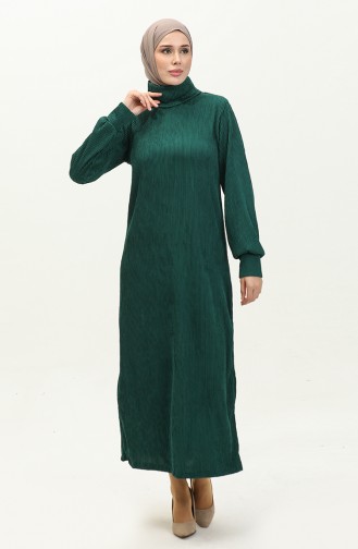 Plain Turtleneck Dress 0196-05 Emerald Green 0196-05