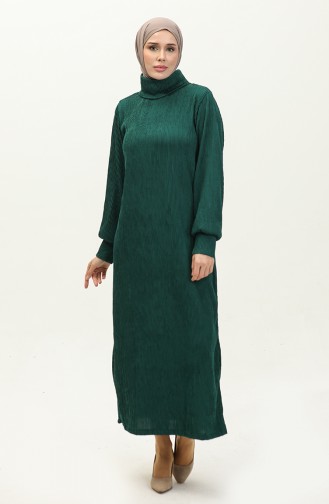 Plain Turtleneck Dress 0196-05 Emerald Green 0196-05