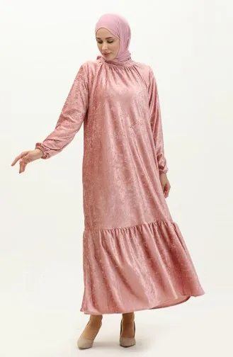 Robe Velours Froncee 0197-02 Poudre 0197-02