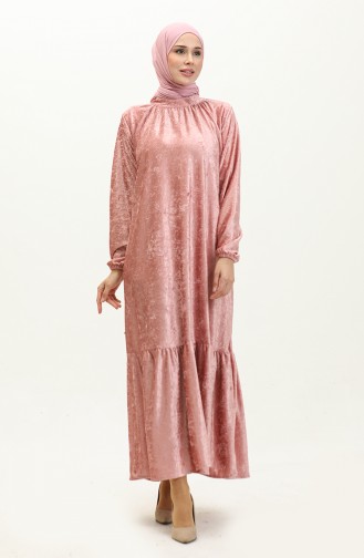 Robe Velours Froncee 0197-02 Poudre 0197-02