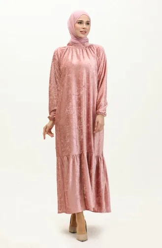 Robe Velours Froncee 0197-02 Poudre 0197-02