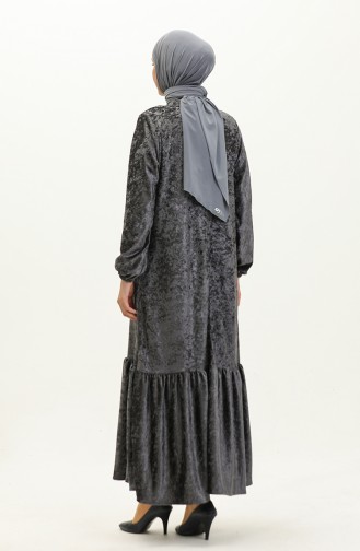 Shirred Velvet Dress 0197-03 Gray 0197-03