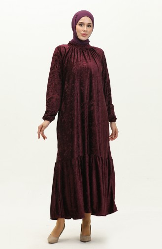 Samtkleid mit Rüschen 0197-05 Zwetschge 0197-05