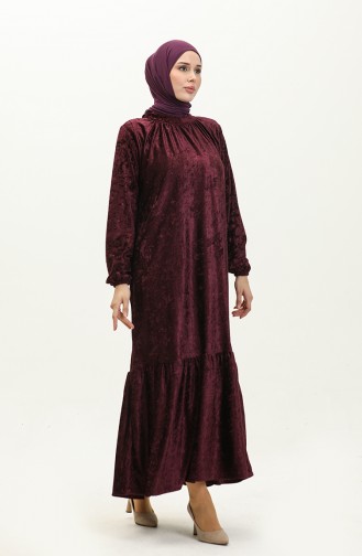 Samtkleid mit Rüschen 0197-05 Zwetschge 0197-05