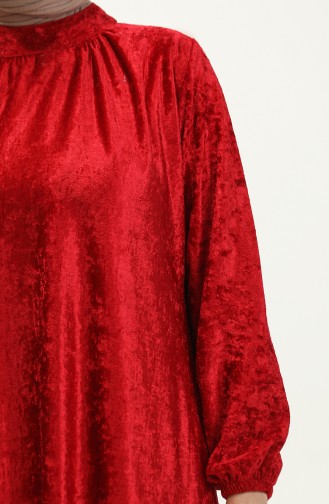 Shirred Velvet Dress 0197-06 Claret Red 0197-06