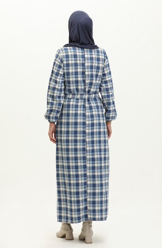 Plaid Patterned Belted Dress 0198-01 Saxe 0198-01