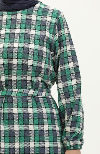 Plaid Patterned Belted Dress 0198-03 Green 0198-03