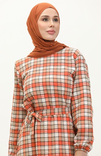 Plaid Patterned Belted Dress 0198-04 Tile 0198-04