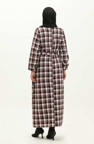 Plaid Patterned Belted Dress 0198-05 Red 0198-05