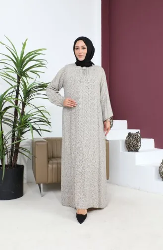 Kadin Buyuk Beden Çıtır Desen Uzun Anne Günlük Elbise 8408 4 Taş