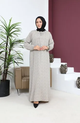 Kadin Buyuk Beden Çıtır Desen Uzun Anne Günlük Elbise 8408 4 Taş