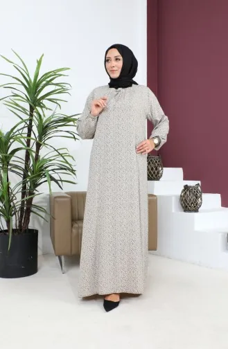 Kadin Buyuk Beden Çıtır Desen Uzun Anne Günlük Elbise 8408 4 Taş