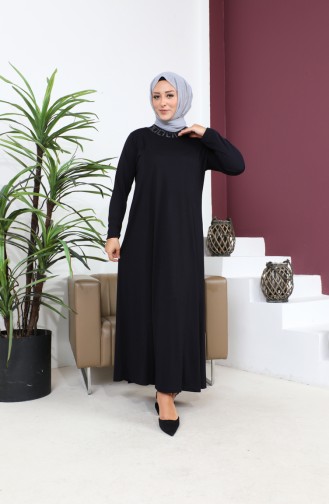 Hijab-kleding Jurklengte Damesmoeder Grote Maatjurk 8685 Marineblauw 8685.Lacivert