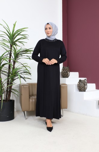 Hijab Clothing Dress Length Women`s Mother Plus Size Dress 8685 Navy Blue 8685.Lacivert