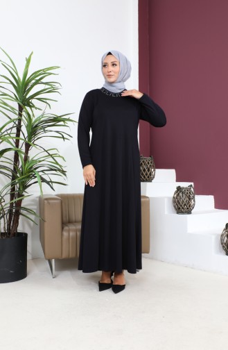 Hijab Clothing Dress Length Women`s Mother Plus Size Dress 8685 Navy Blue 8685.Lacivert