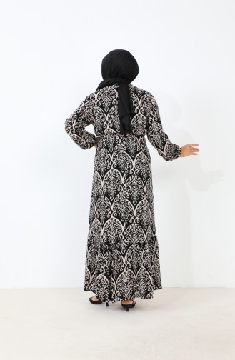 فستان نسائي بياقة رائعة مقاس كبير فستان حجاب قماش فيسكوز مطوي ومطوي 8686 حجر 8686.Taş