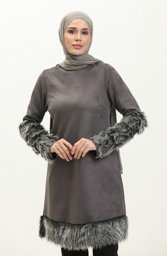 Fur Detailed Tunic 0504-01 Anthracite 0504-01