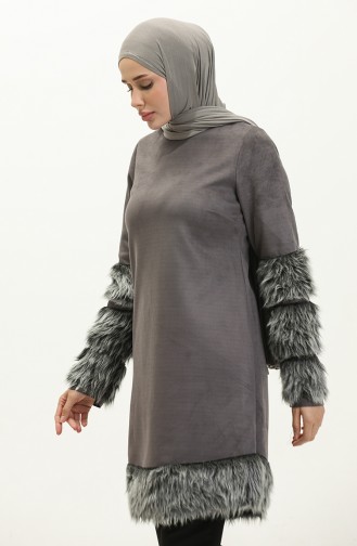 Fur Detailed Tunic 0504-01 Anthracite 0504-01