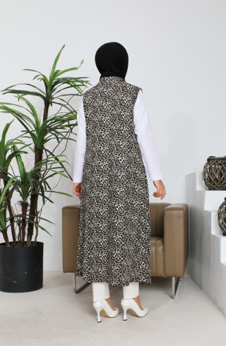 Leopard Pattern Long Vest 8657-01 Brown 8657-01