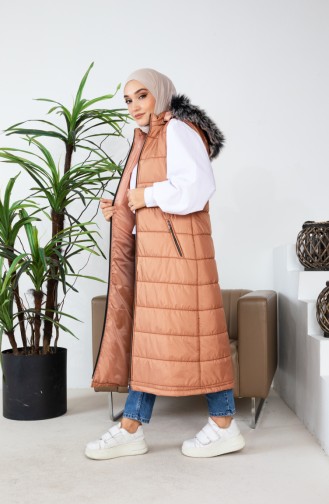 Furry Puffer Vest 514723-01 Camel 514723-01