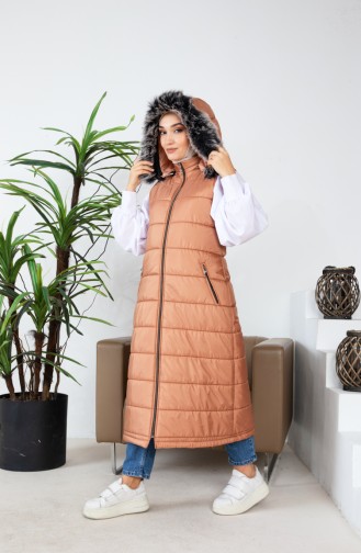 Furry Puffer Vest 514723-01 Camel 514723-01