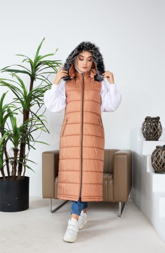 Furry Puffer Vest 514723-01 Camel 514723-01