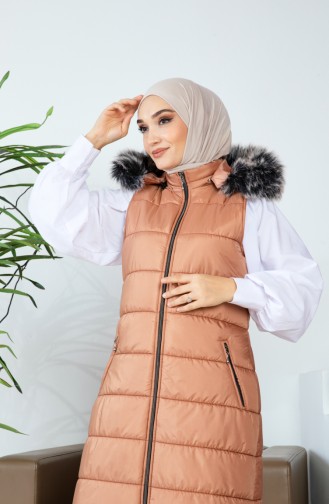 Furry Puffer Vest 514723-01 Camel 514723-01