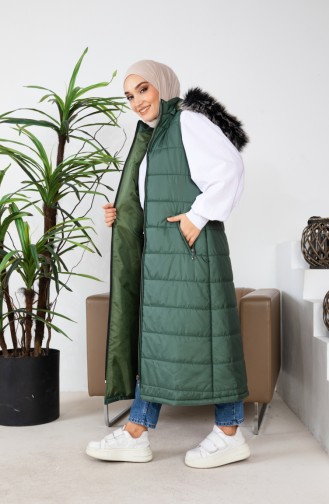 Furry Puffer Vest 514723-02 Emerald Green 514723-02