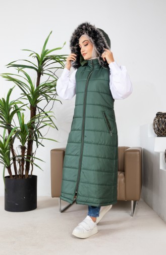 Furry Puffer Vest 514723-02 Emerald Green 514723-02