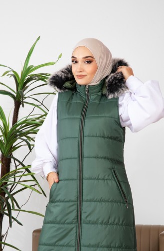 Furry Puffer Vest 514723-02 Emerald Green 514723-02