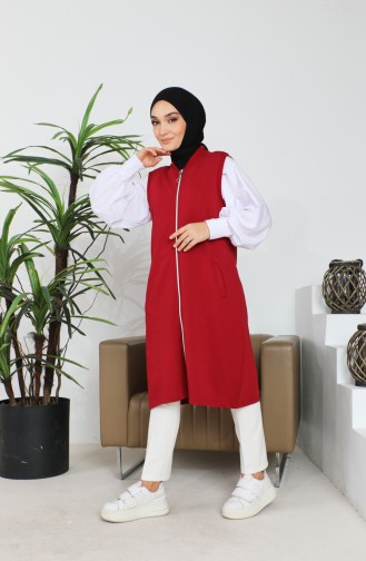 سترة بدون أكمام بسحاب 5055-01 أحمر غامق 5055-01