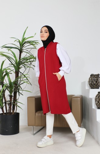 سترة بدون أكمام بسحاب 5055-01 أحمر غامق 5055-01