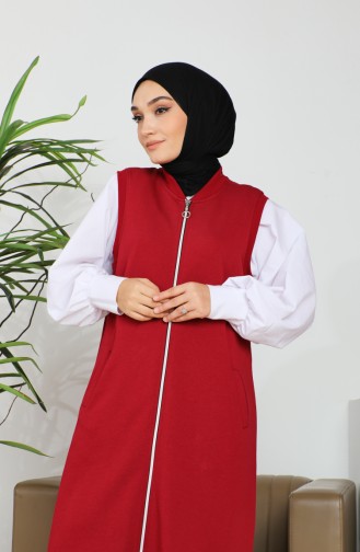 سترة بدون أكمام بسحاب 5055-01 أحمر غامق 5055-01