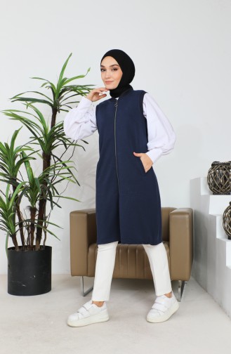 سترة بدون أكمام بسحاب 5055-02 كحلي 5055-02