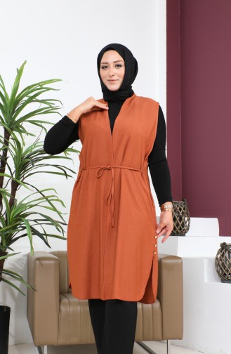 سترة طويلة مقاس كبير للنساء جميع المواسم 4804 بني 4804.Kahverengi